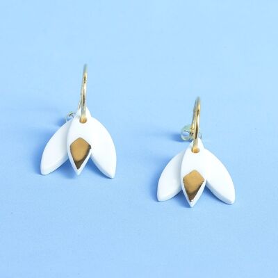 Boucles d'oreilles en porcelaine pétale blanche