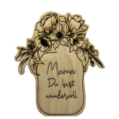Idea de regalo para el día de la madre | Postal de madera “Mamá eres maravillosa”