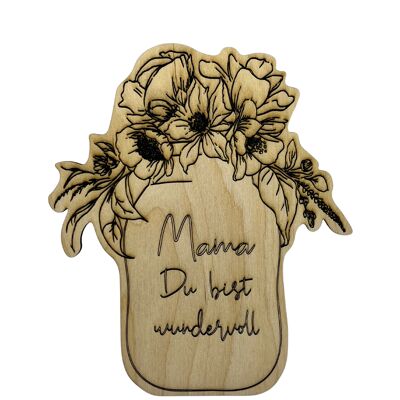 Mother's Day Gift Idea | Wooden postcard “Mom you are wonderful”