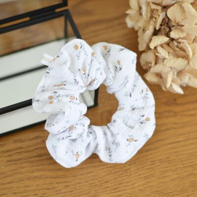 Water green floral scrunchie