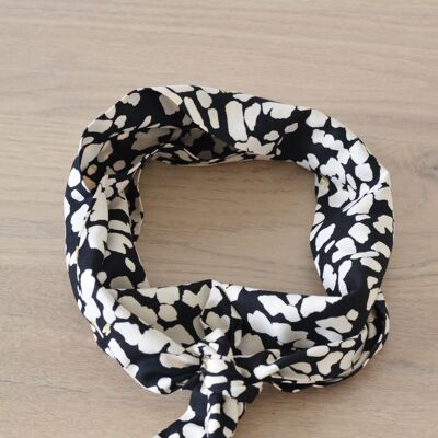 Long leopard scarf / black and ecru spot