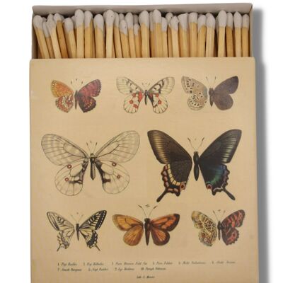 Curator Home Luxuriöse lange Sicherheitsstreichhölzer I Quadratische Streichholzschachtel mit botanischem Schmetterlingsdesign