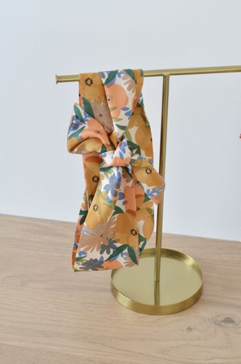 Long Foulard maxi fleurs oranges 3