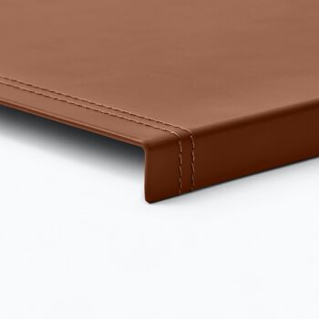 Sous-main Urania en cuir reconstitué marron orange - Protection des bords et double couture 2