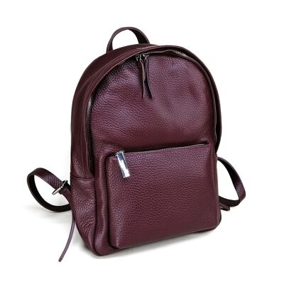 UNISEX LEATHER BACKPACK WITH PRACTICAL HANDLE AND LEATHER STRAPS - MALCESINE