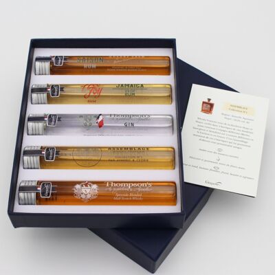 Coffret Cadeau 5 Spiritueux (2 Rhums - 2 Whiskies - 1 Gin)