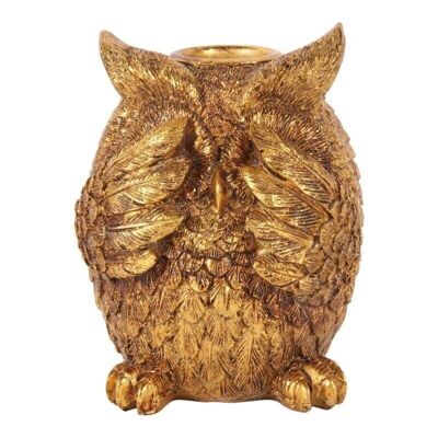 Candleholder owl see resin 9cm