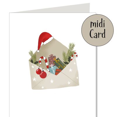 Carte midi pliante courrier de Noël