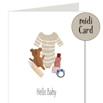 Tarjeta plegable hello baby midi