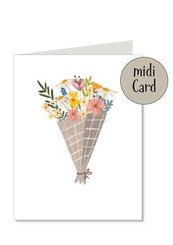 Carte midi pliage bouquet coloré 1