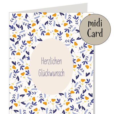 Midicard pliée vintage fleurs