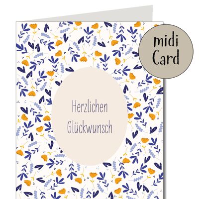 Midicard pliée vintage fleurs
