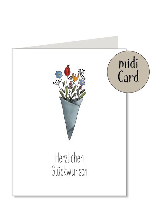 Midikarte Klapp Blumenstrauß