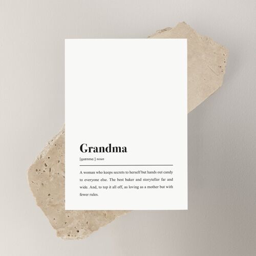 Postkarte für Großmütter: "Oma" Definition