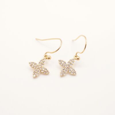 Elegant Amber earrings: gold and zircon rhinestones