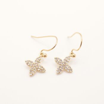 Boucles d'oreilles élégantes Ambre : or et strass zircon 4