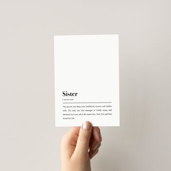 Carte postale pour sœurs : définition de « soeur » (anglais) 2