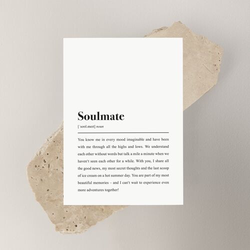 Freundschaftskarte mit Spruch: "Soulmate" Definition als Postkarte