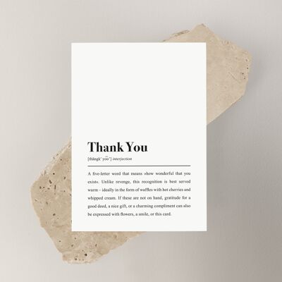 Tarjeta de agradecimiento como postal: definición de "Gracias"