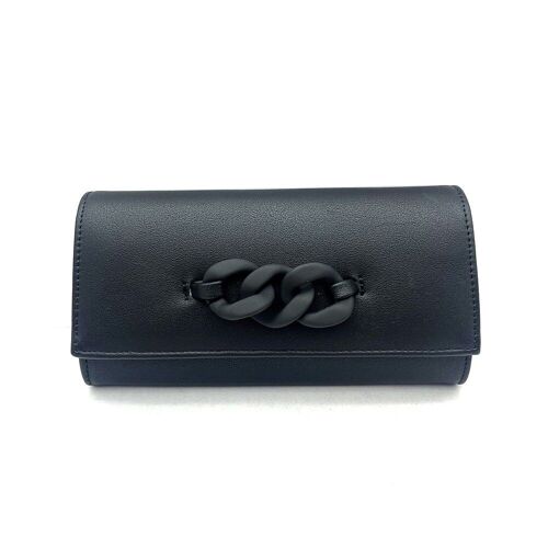 Tianna Patent Neon Clutch with Chain Detail