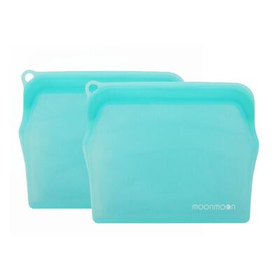 Bolsas reutilizables de silicona para alimentos - Paquete de 2 bolsas medianas para congelador de color turquesa
