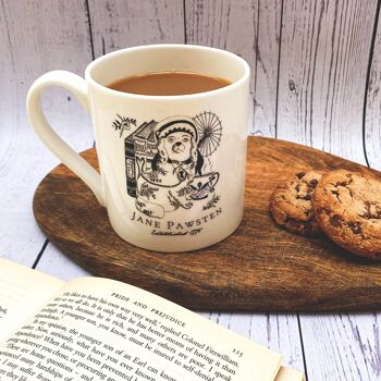 Jane Austen 'Pawsten' Literary Dog Book Lover Mug en porcelaine tendre 3