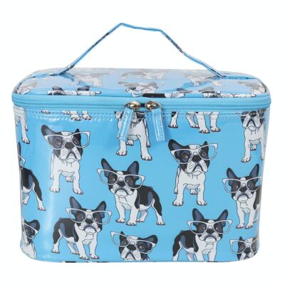 Cosmetic bag French Bulldog Blue Large Beauty Case