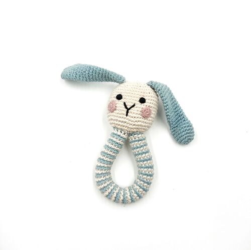 Baby Toy Bunny ring rattle duck egg blue
