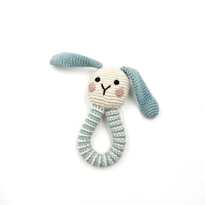 Baby Toy Bunny ring rattle duck egg blue