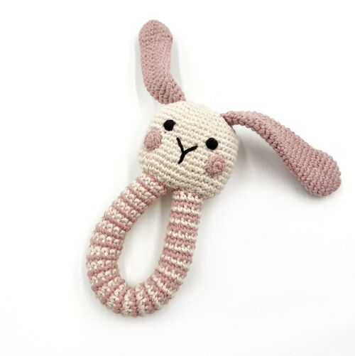 Baby Toy Bunny ring rattle dusky pink
