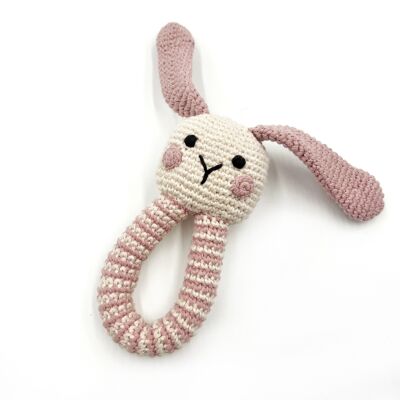 Baby Toy Bunny ring rattle dusky pink