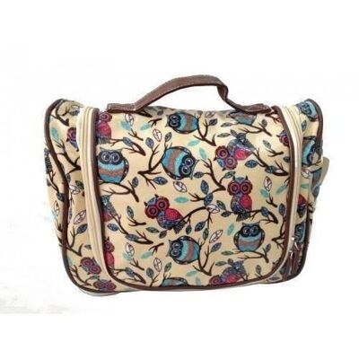 Sitting Owl Oilcloth Toiletry Bag
