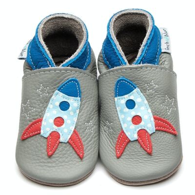 Scarpe da bambino in pelle - Zoom grigio/macchia celeste