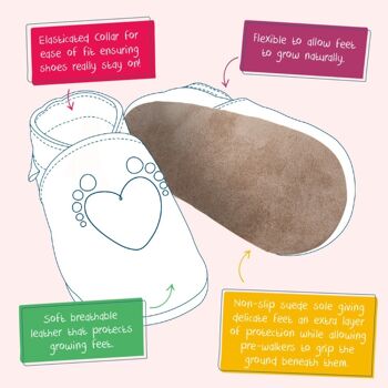 Chaussures en cuir pour bébé avec semelle en daim ou en caoutchouc - Asha 3