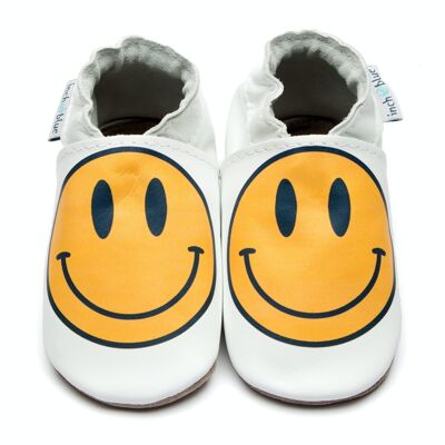 Baby Leather Shoes with Suede or Rubber Sole - Smiley