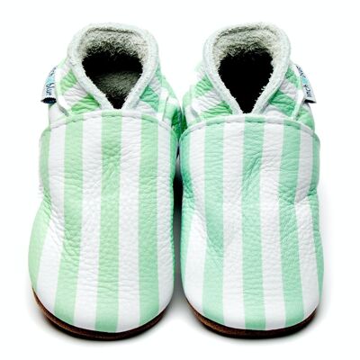 Baby Lederschuhe mit Wildleder oder Gummisohle - Stripes Mint