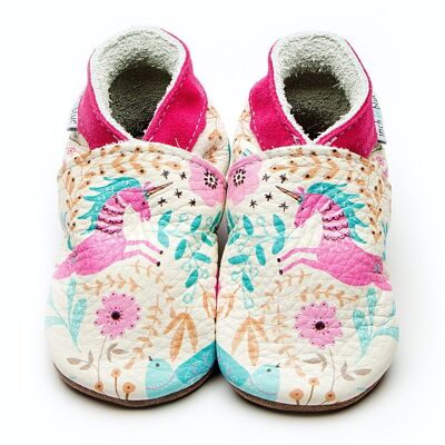 Children's Leather Slippers - Unicorn Garden