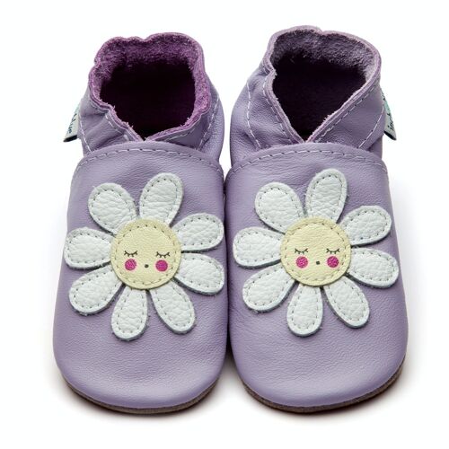 Children's Leather Slippers - Dozy Daisy Lilac