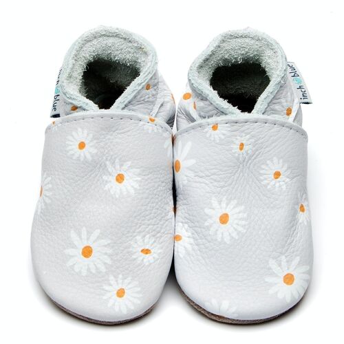 Children's Leather Slippers - Daisy Grey