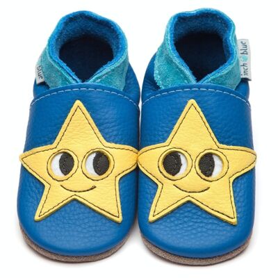 Zapatitos de Bebé en Piel - Sirius Azul Estrella