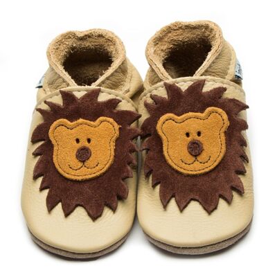 Pantofole in pelle per bebè - Crema Leo