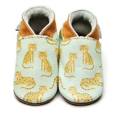 Chaussons bébé en cuir - Léopards paresseux