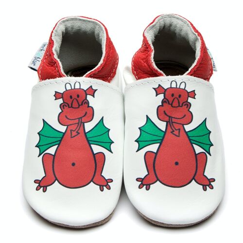 Leather Baby Slippers - Welsh Dragon
