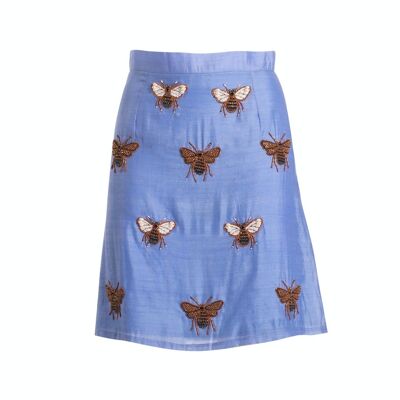 Melissa Hand Embroidered Peace Silk Mini Skirt