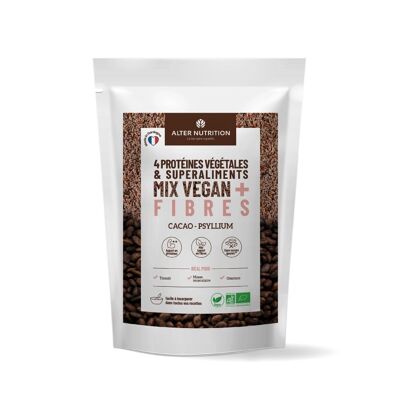 Organisches veganes Protein Flohsamen-Kakao – Ballaststoffe - Beutel 500 g