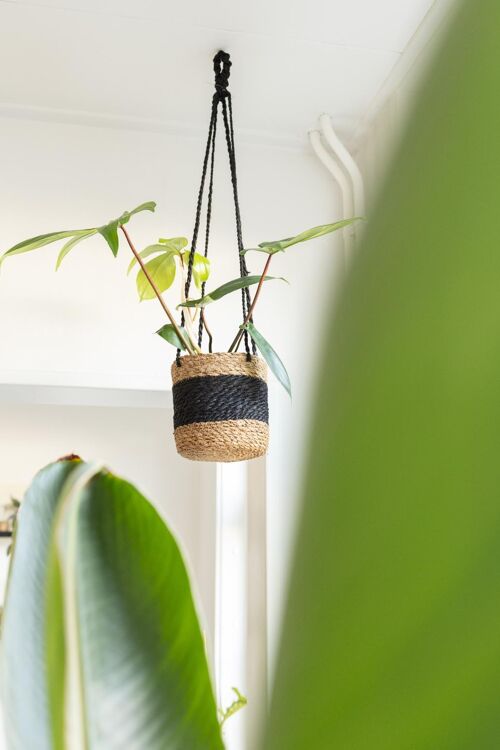 Hanging Basket Jute mandje Plant Basket Natural/Black
