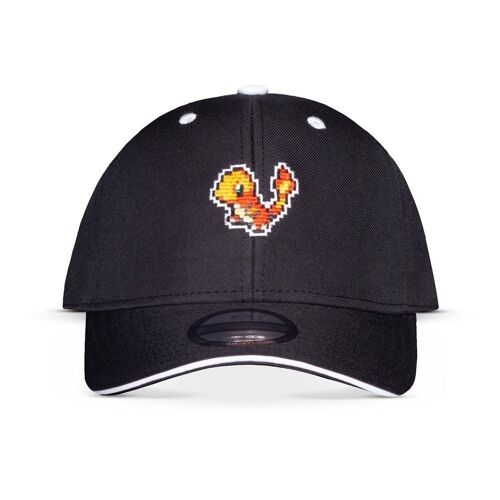 POKEMON Charmander Pixelated Adjustable Cap, Black/White (BA142653POK)