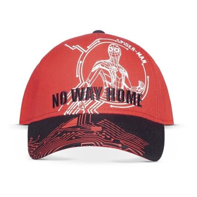 MARVEL COMICS Spider-man: No Way Home Logo with Tech Background Adjustable Baseball Cap, Red/Black (BA341851SPN)