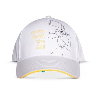 POKEMON Gotta Catch Them All Ash Line Art Cappellino Regolabile, Bianco (BA522587POK)