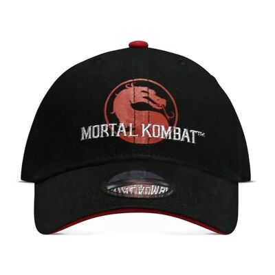 Logotipo de MORTAL KOMBAT ¡Acaba con él! Gorra Ajustable, Unisex, Negro/Rojo (BA543875MKB)
